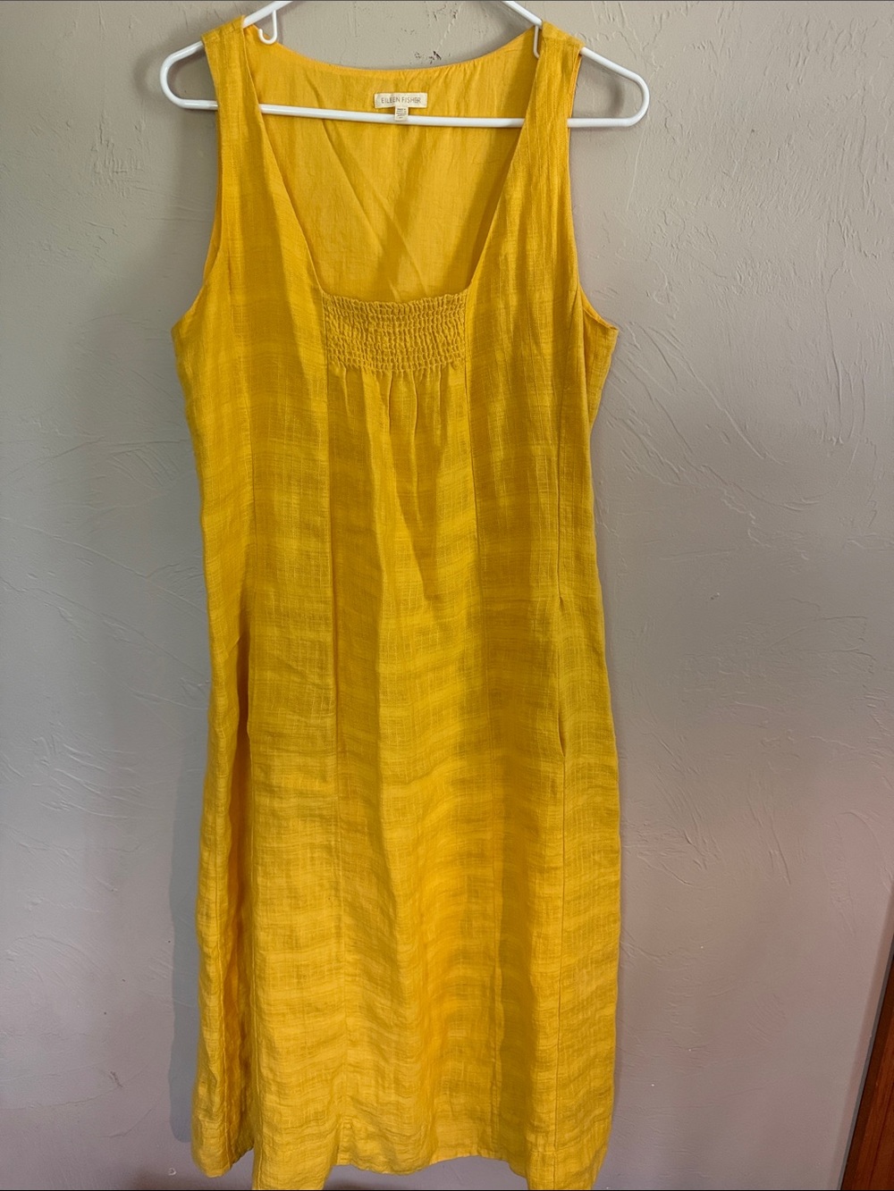 Eileen Fisher Bright Yellow Sleeveless Midi Dress